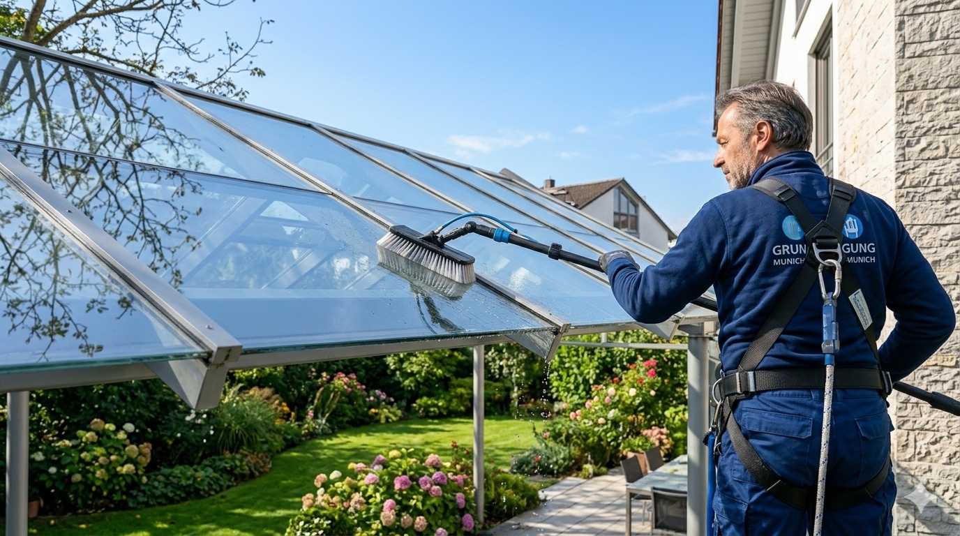 Wintergartenreinigung mit Teleskopstange – Spezialreinigung im Münchner Umland